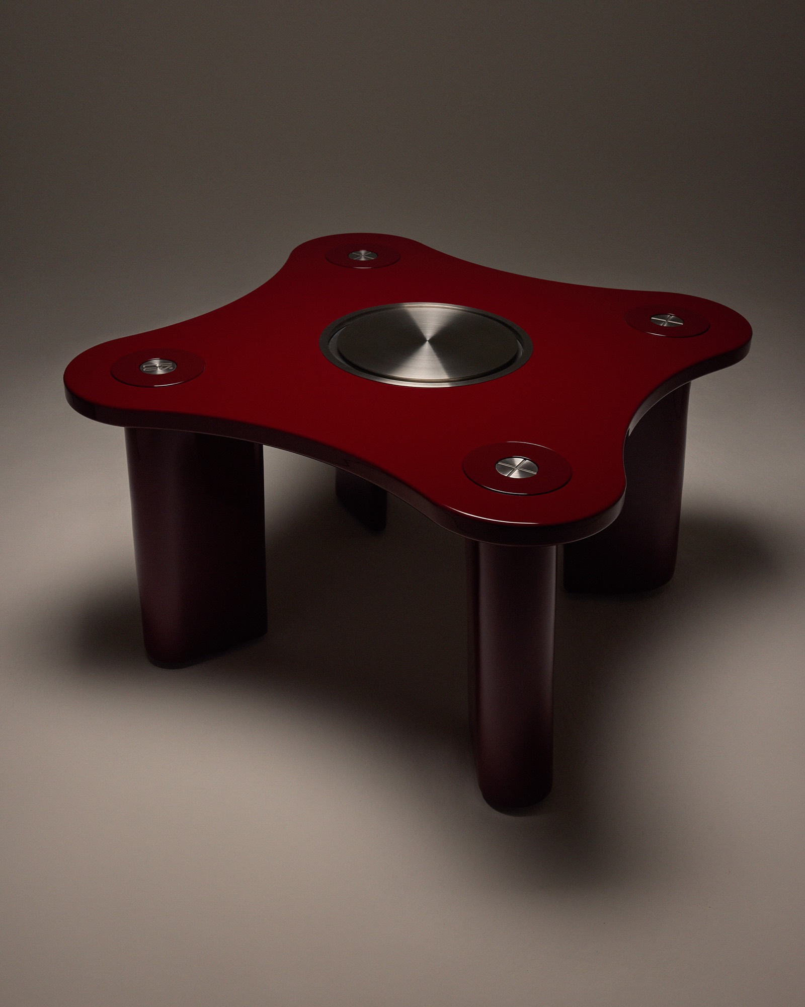 The Socialite Dining and Drinks Table, lacquered top with stainless steel ice bucket