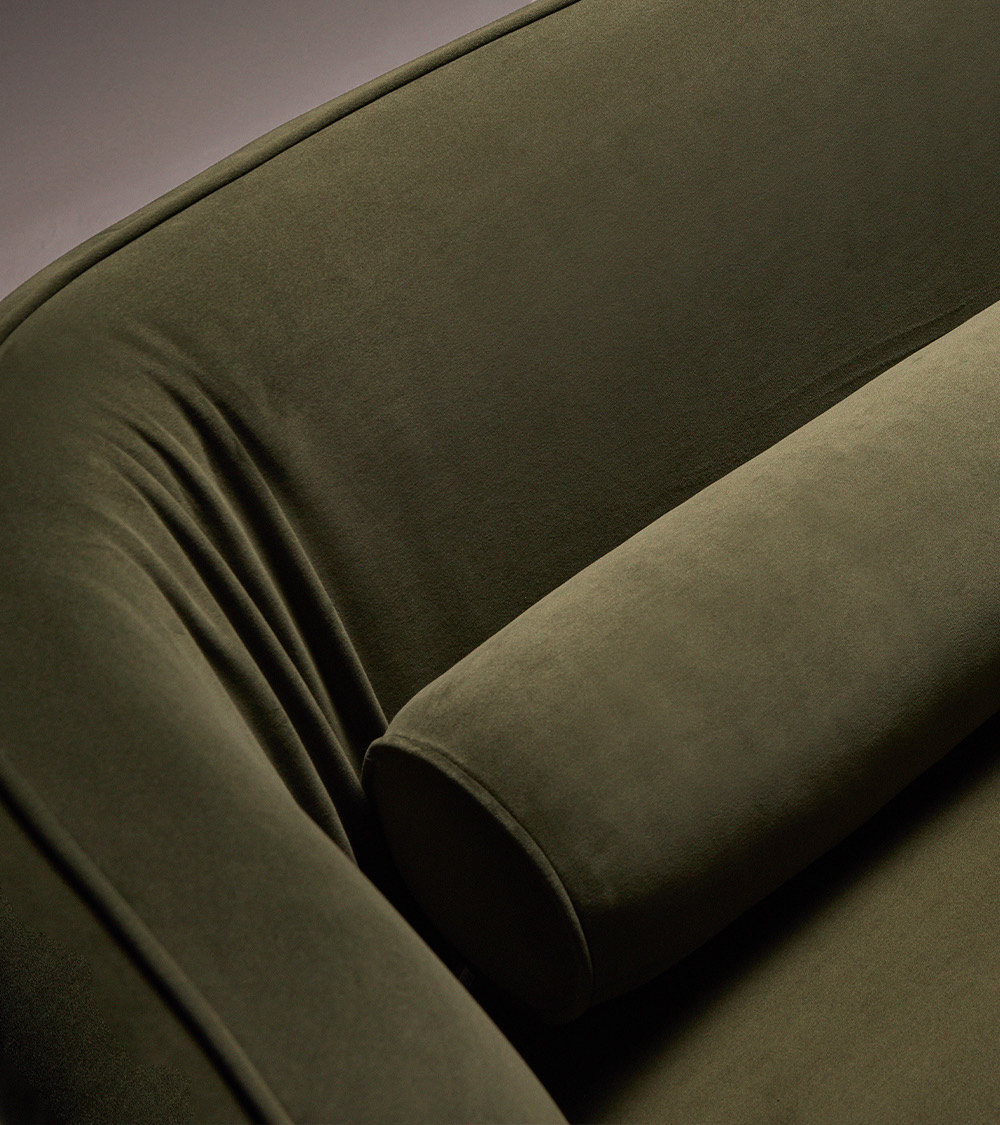 The Whisper Two-Seater Sofa, gathered velvet detail