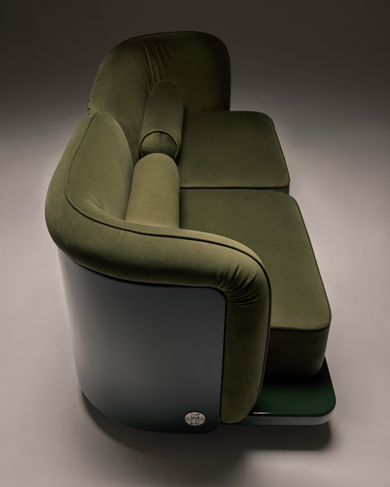 The Whisper Two-Seater Sofa, high angle side view